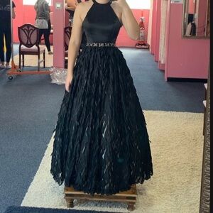Clarisse Black Halter Neck Prom Dress